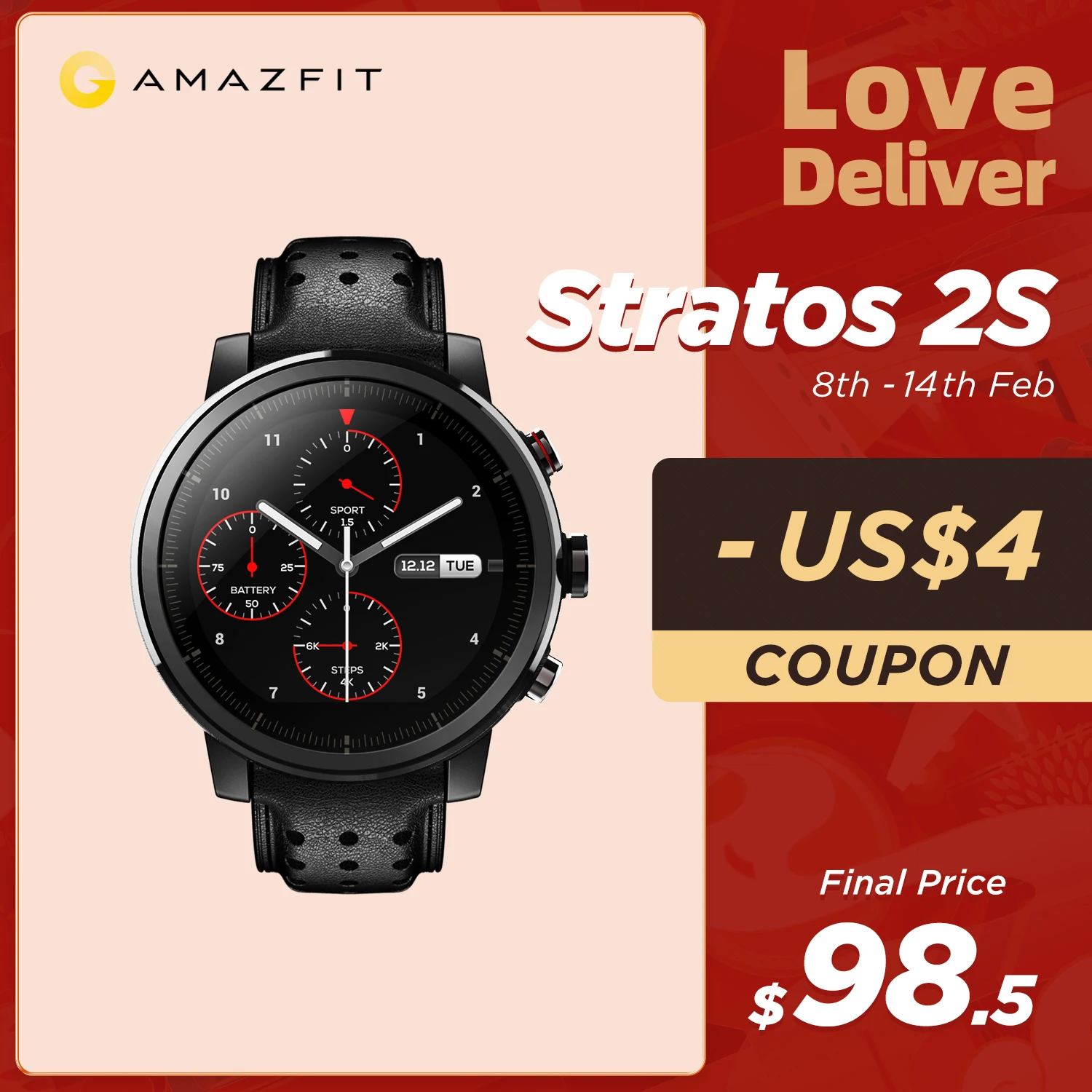 Best Price 2019 New Amazfit Stratos+ Flagship Smart Watch Genuie Leather Strap Gift Box Sapphire 2S