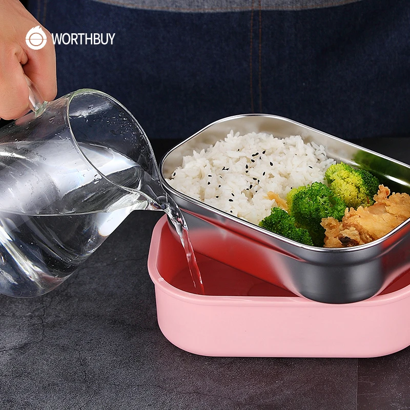 WORTHBUY, японская 304, нержавеющая сталь, Bento Box, микроволновая печь, Ланч-бокс для детей, школьная коробка для фруктов, еда, герметичный контейнер для ланча