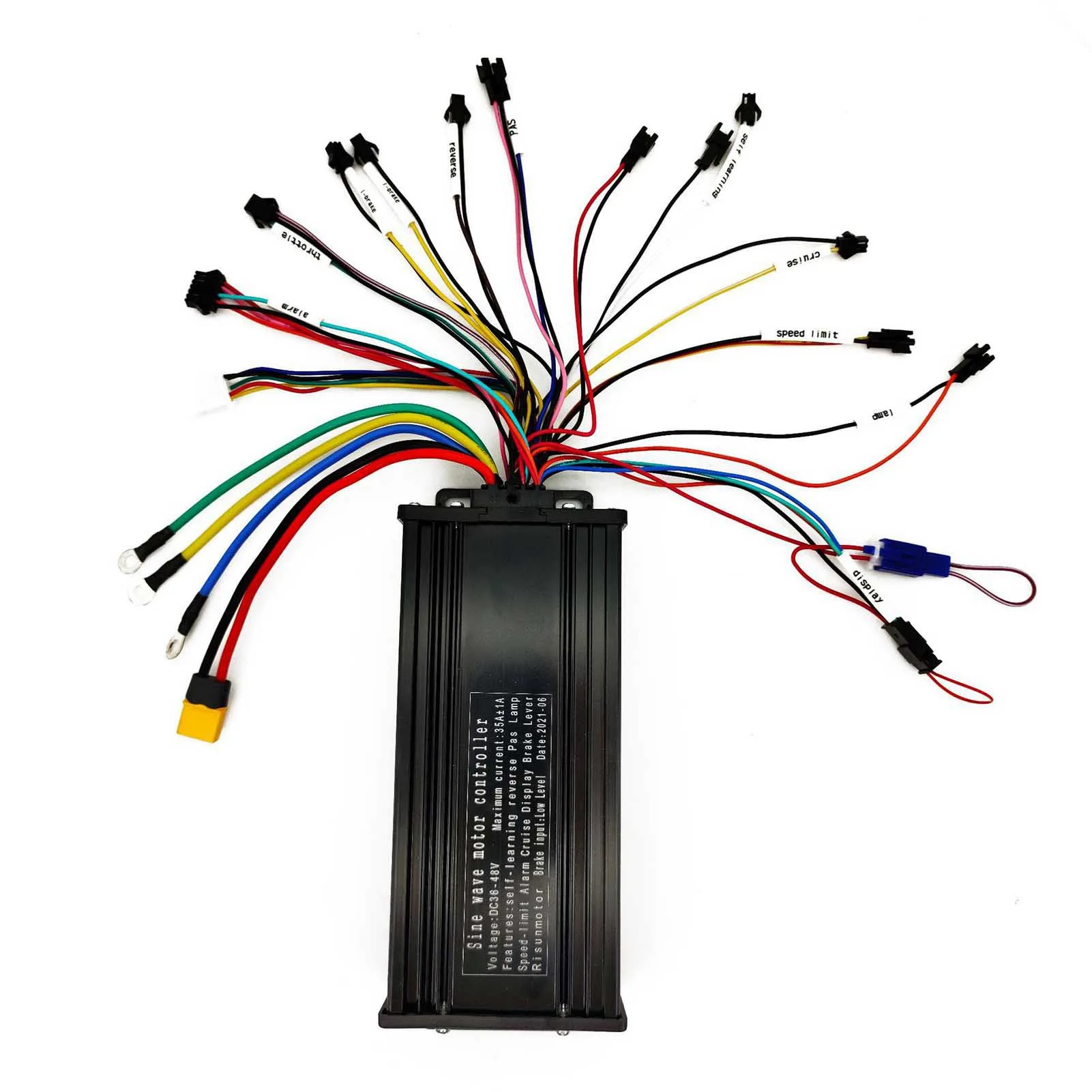 36V-52V Универсальный контроллер мотора 35A 1000W-1500W 3-режимный синусоидальный электровелосипед для электрического велосипеда черный.