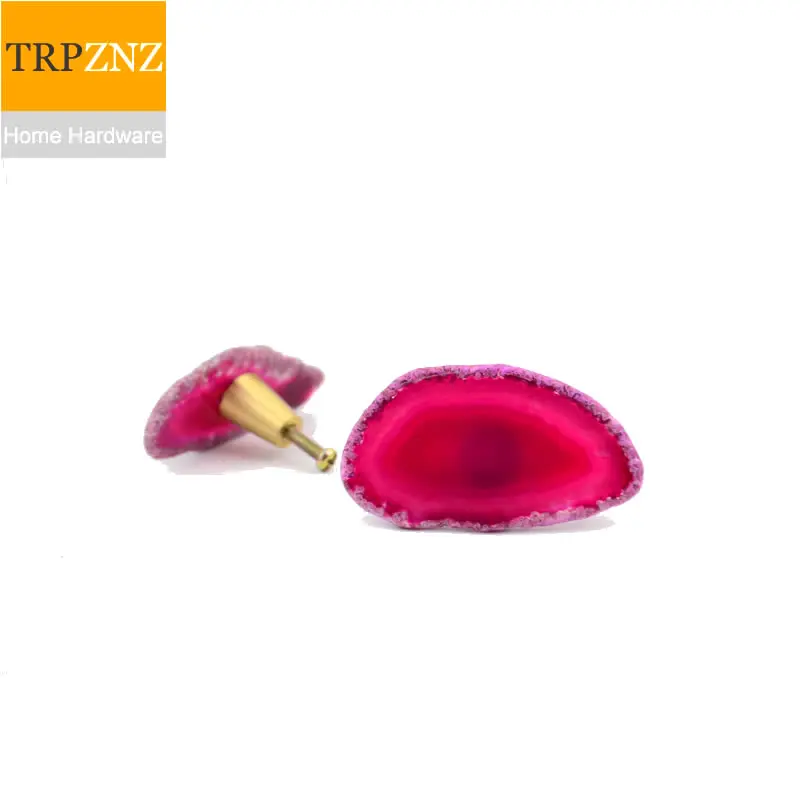 Фиолетовая ручка для ящика из натурального агата и меди различные формы прямые