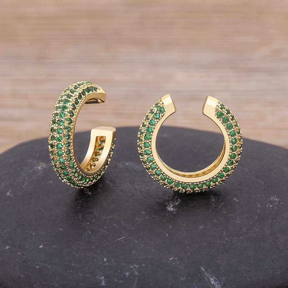 

Hot Sale Copper Crystal CZ Clip On Wrap Earring Tragus Body Charm Jewelry Ear Cuff Clip Nose Ring Fake Piercing Snug Earrings