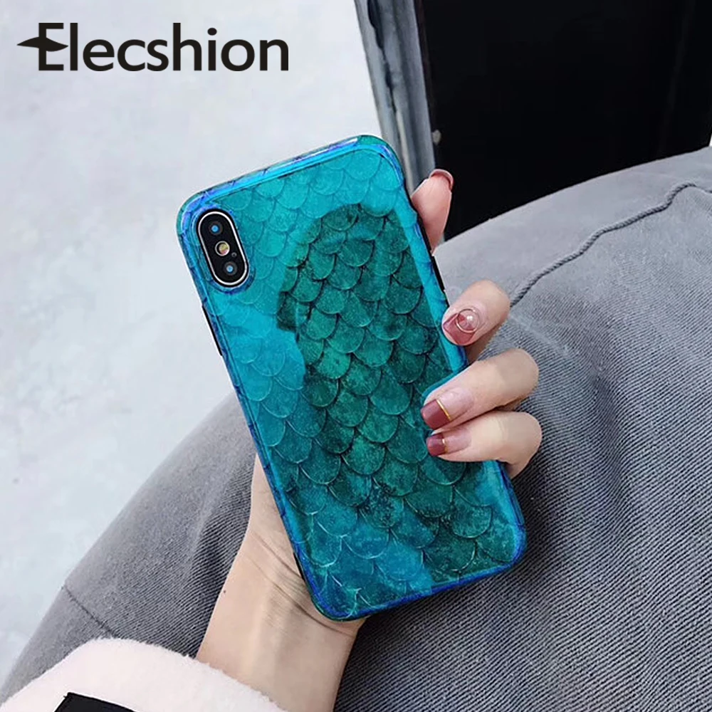 Elecshion Blue Ray чехол для iPhone 6 7 8 Plus зеленый защитный телефона XR XS Max модные чехлы