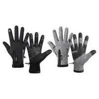 unisex touch screen glove with inner fleece thermal black warm gloves non slip gloves for men women winter outdoor sports
