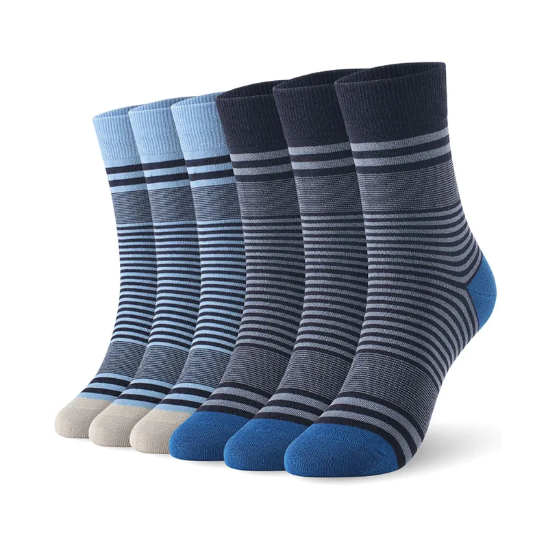 Blue3Darkblue3 Men cotton socks stripped man large size socks 6pairs/lot UK SIZE 7-11 EUR SIZE 40-46 1002 VKMONY - Цвет: Blue3Darkblue3