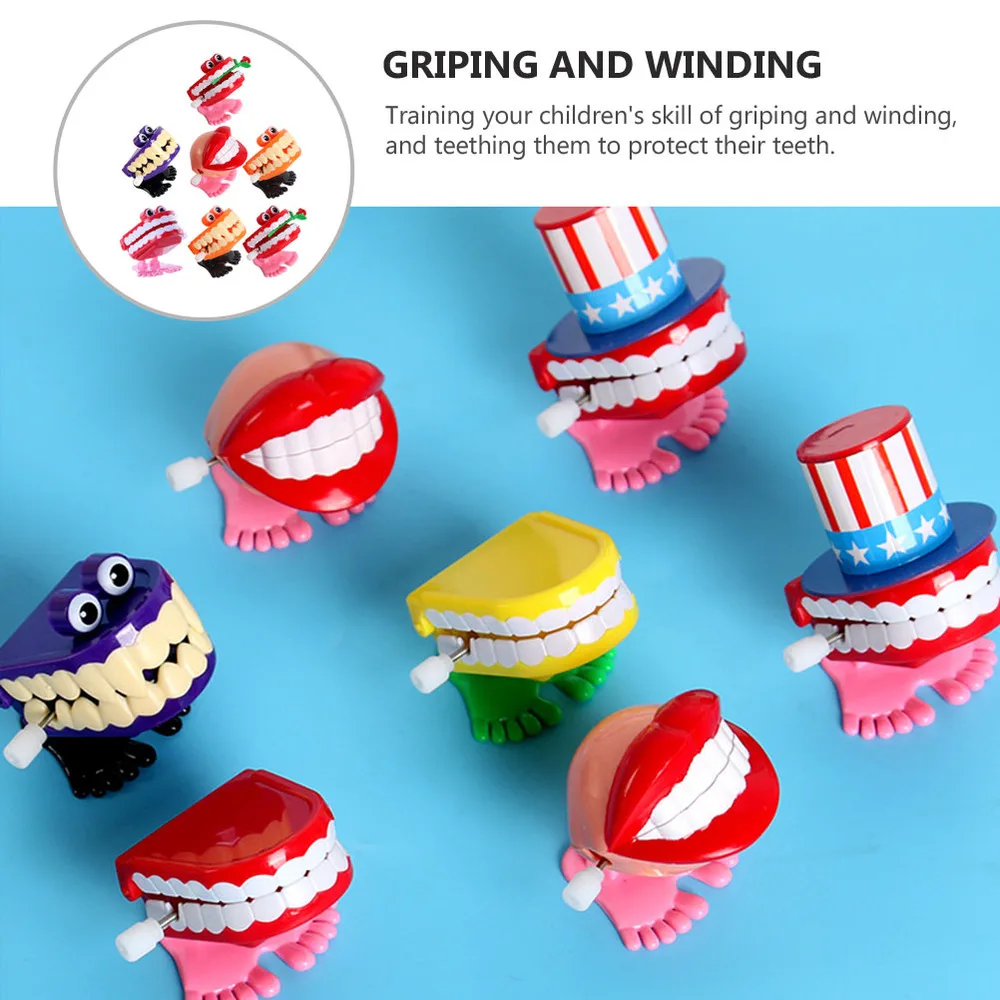 

7pcs Walking Teeth Shape Clockwork Mini Funny Wind-up Teeth Random Style