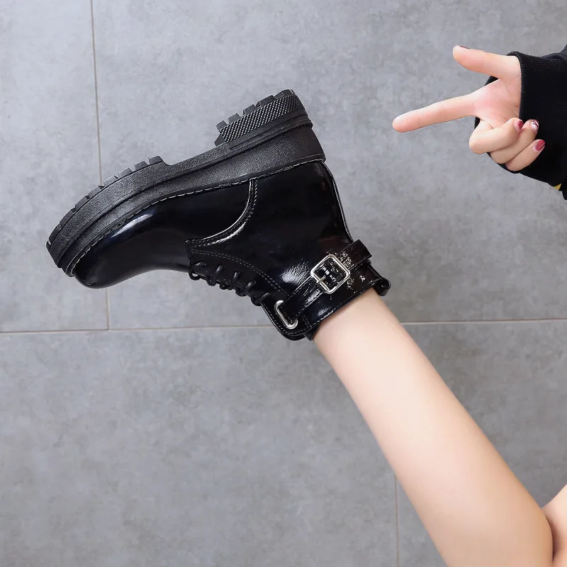 Зимние женские Ботинки Martin на молнии ботильоны челси танкетке платформе теплые