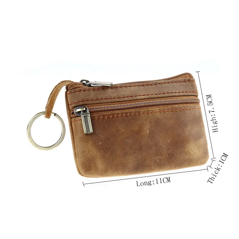 Мужской винтажный кошелек на молнии кожаный для монет маленький Portomonee J9
