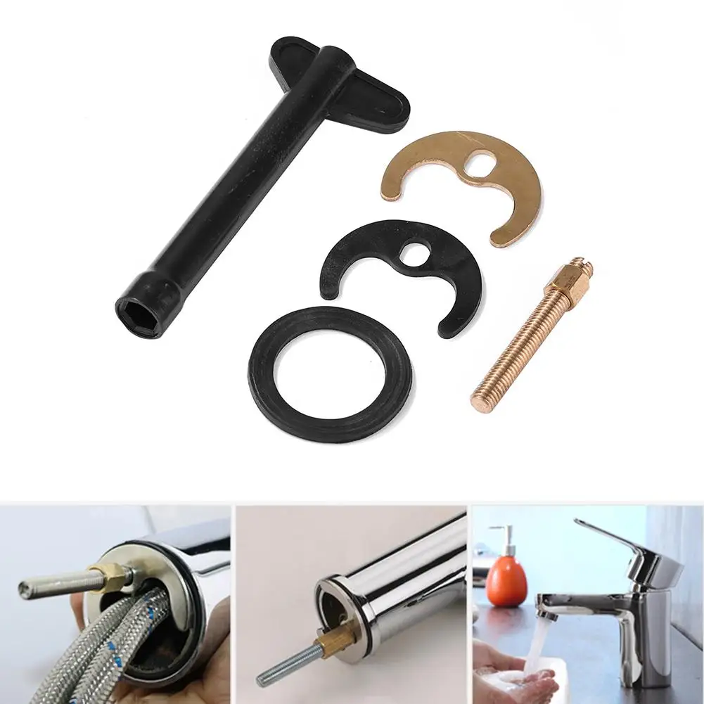 

Faucet Fixing Fitting Kit Bolt Washer Wrench Plate Kitchen Basin Tool (Copper Single Hole +Internal 10 Hex Wrench) Repair Tool