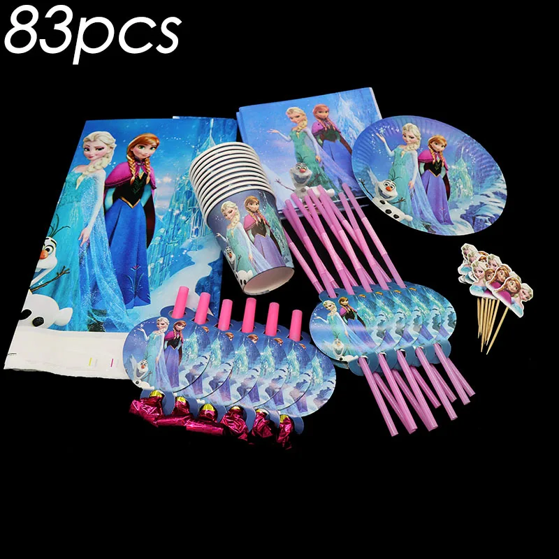 83 шт./лот Замороженные украшения для дня рождения замороженная тема одноразовая