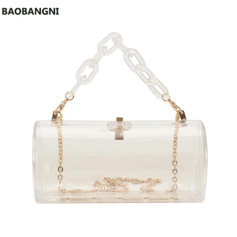 

Chain Transparent Box Jelly Bag Individual Hexagon Clear PVC Women Handbags Mini Designer Evening Crossbody Tote Bags