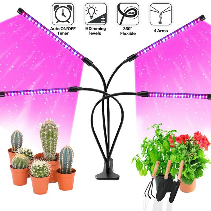 

2/3/4 Head USB Timing LED Grow Light Plants Growing 5V Timer Indoor Growing Flower Greenhouse 5V Phyto Lamp Lighting