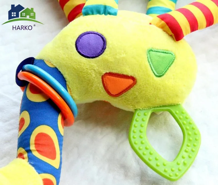 

New Arrival Soft Giraffe Animal Handbells Rattles Plush Infant Baby development Handle Toys Hot Selling WIth Teether Baby Toy