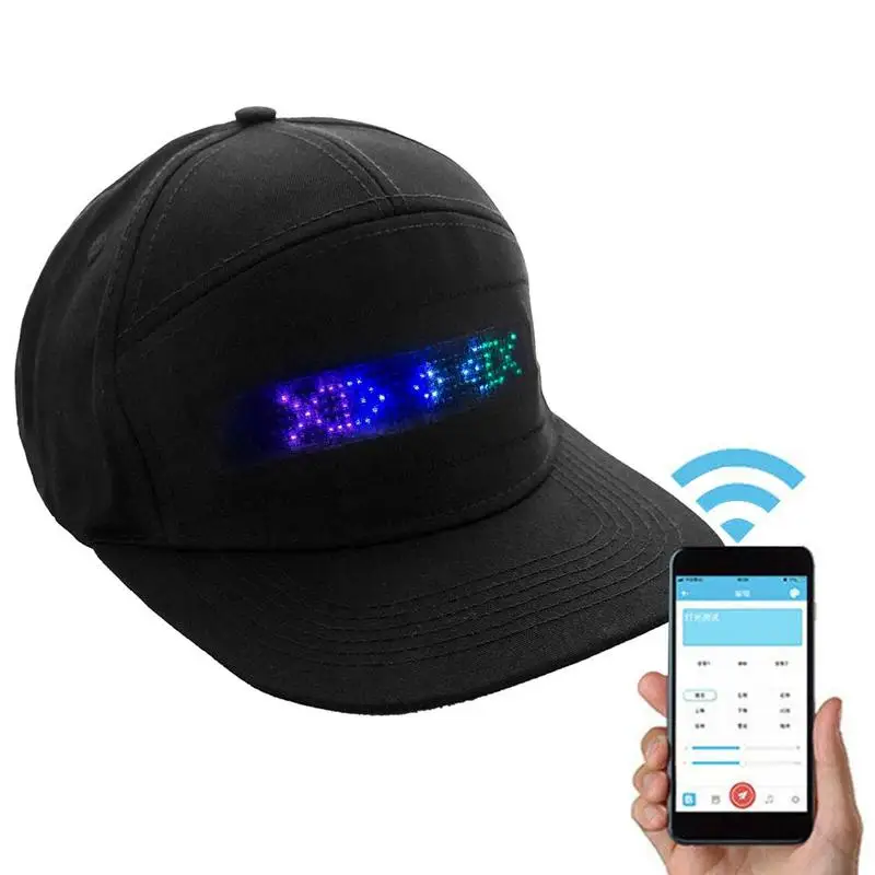 

LED Display Light Hat Mobile APP Control Hat Customized Bluetooth-compatible Hat Led Light Word Hip Hop Hat