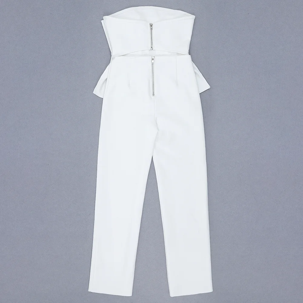 Новейший Летний стиль пикантный белый бандажный комбинезон без бретелек с