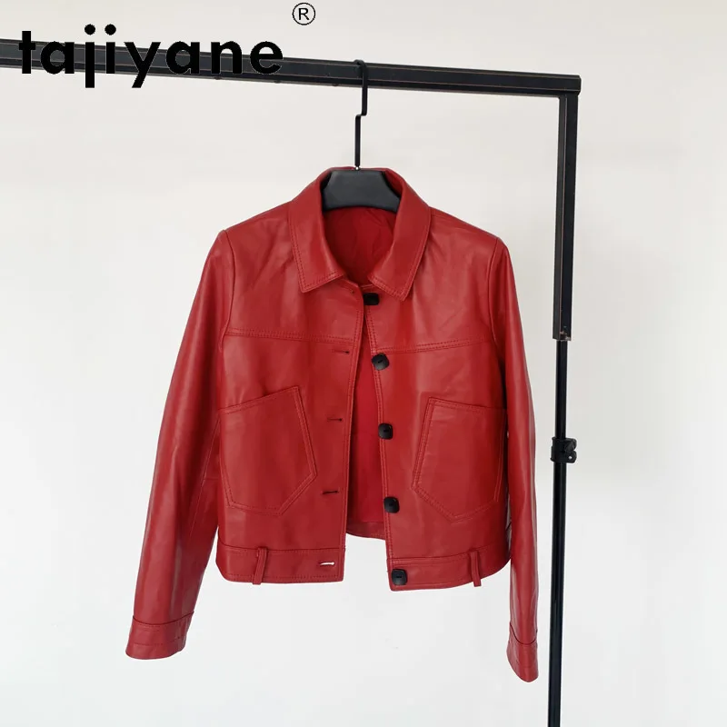 Tajiyane Spring Real Sheepskin Jacket Women Genuine Leather Coats Korean Style Woman Cloth Womens Tops Mujer Chaqueta TN2061