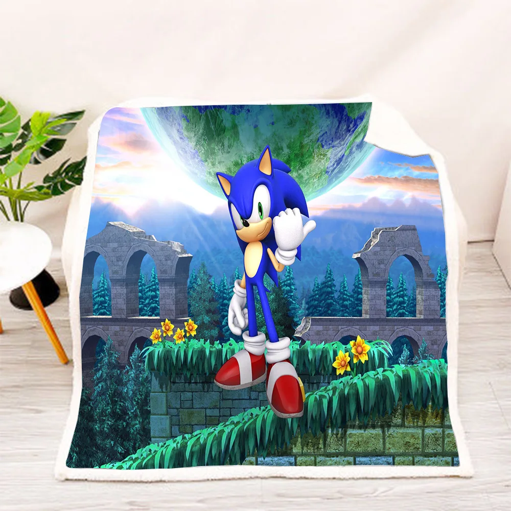 

anime Sonic the Hedgehog pattern funny Anime Blanket 3D full printed Wearable Blanket Adults/kids Fleece Blanket drop shippng