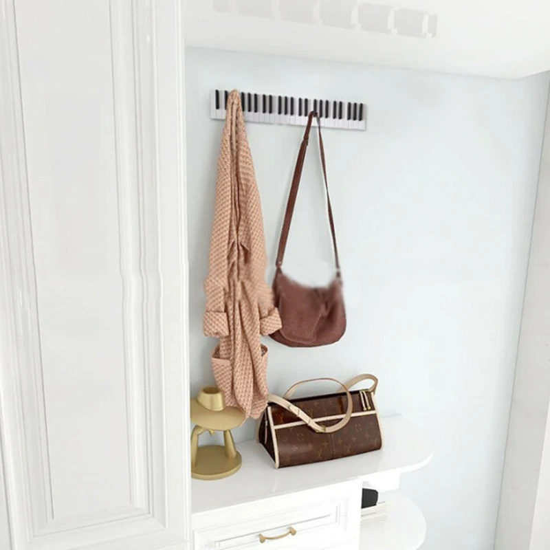 

Decorative Coat Rack Wooden Piano Shaped Wall Hook with 10/13/16 Hangers for Hat Keychain Storage TN9