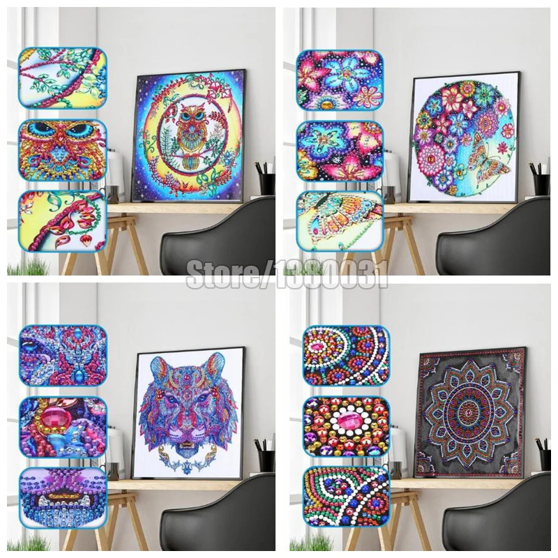 5D DIY Специальная форма алмазная картина мандала цветок сова Тигр частичная