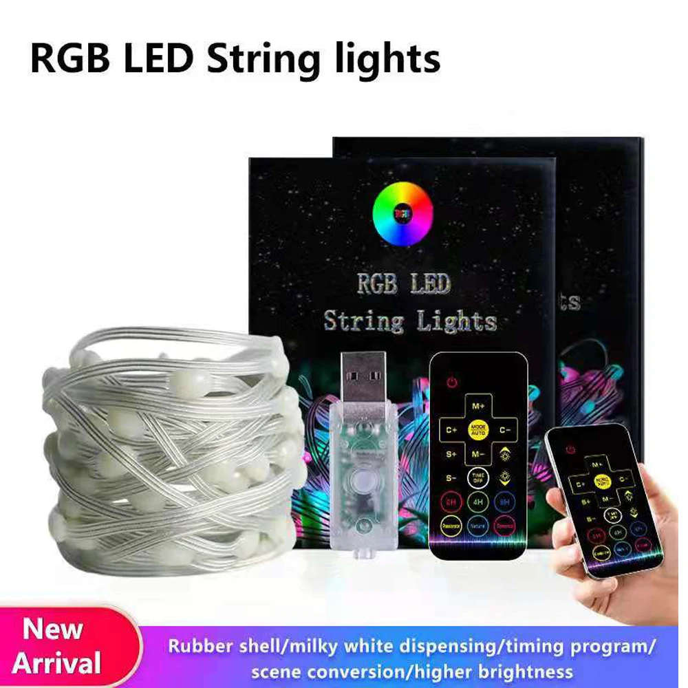 

New USB Fairy String Lights RGB With Remote Control LED Firefly Lights Suitable For Wall Christmas Tree Wedding Party Decoration