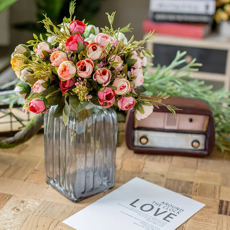 Многоцветная Роза Ваза для украшения дома маленькие поддельные маргаритки