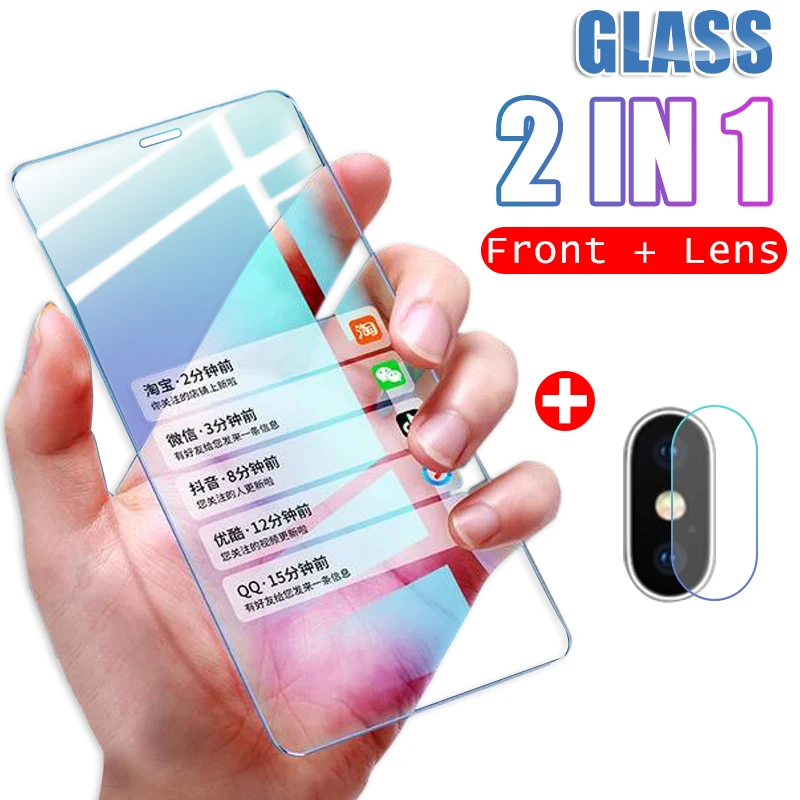 2 в 1 9H Объектив Закаленное стекло для Iphone 11 Pro Max XR XS X 8 7 6 6s Plus защитное полное