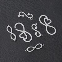 10pcs charms heart pendant link connector 20 25 31mm stainless steel double hole pendants making diy handmade jewelry wholesale