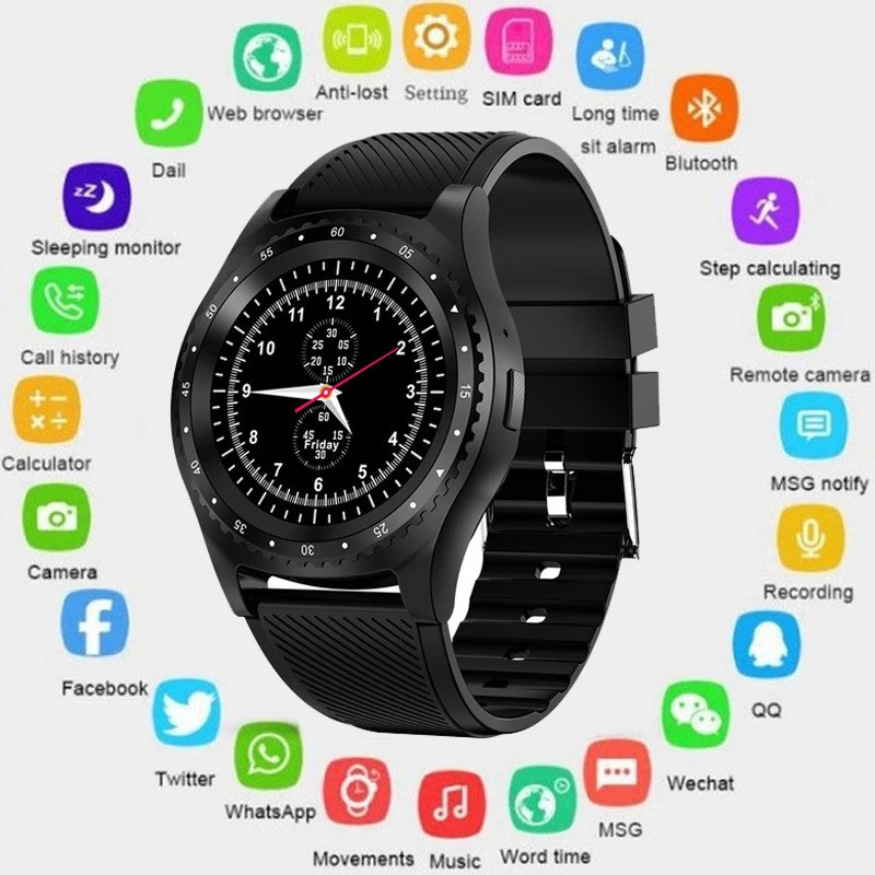 GEJIAN Bluetooth Смарт часы мужские tf карты sim звонки Часы Будильник Фитнес шагомер