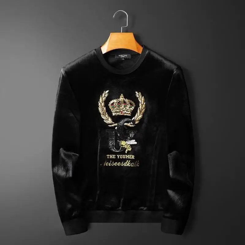 

Men's Autumn and Winter Crown Embroidered Double-sided Velvet Gold Velvet Thickened Long Sleeve Wei Yi Fashion Joker Warm Jacket