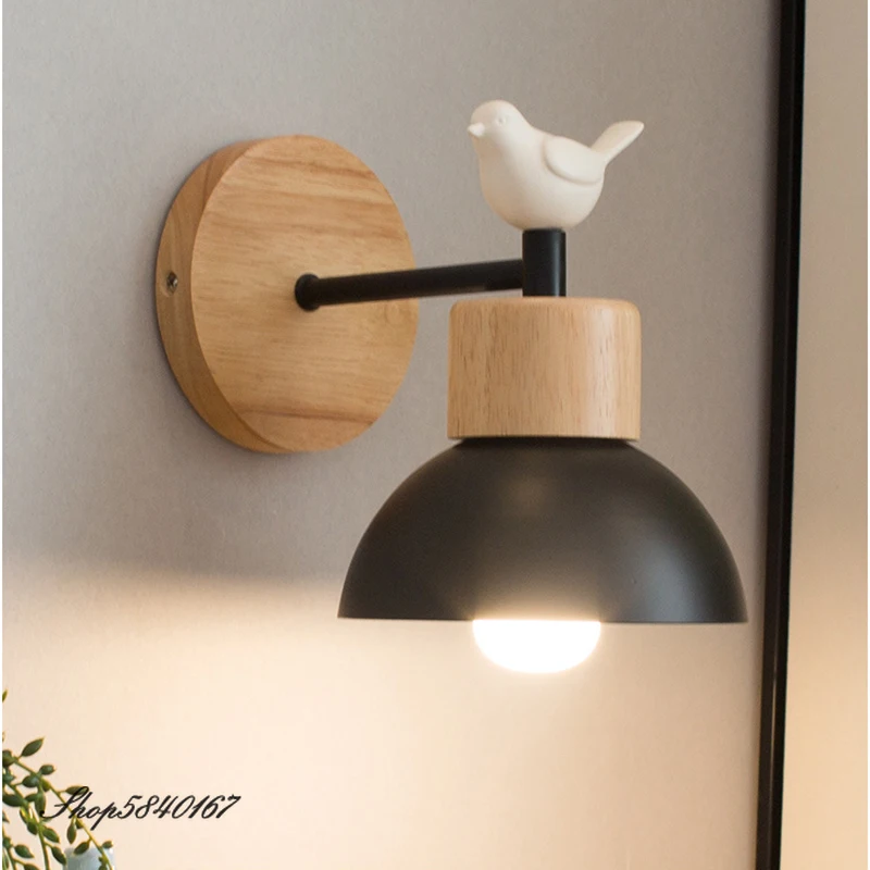 

Modern Bird Lamp Sconce Wall Lights Wood Base Vanity Light Living Room Decoration Simple Wall Lights for Home Beside Lamps Wall