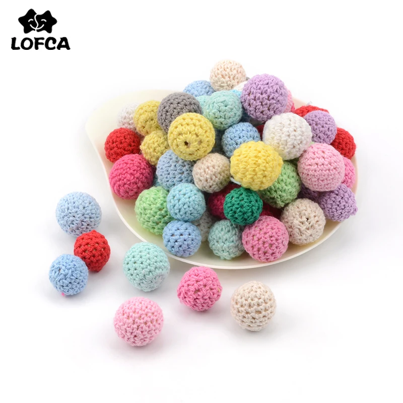 16mm Wooden Crochet Beads - Pack of 10 for DIY Necklace, Pacifier Chain, Teething Knitting - LOFCA Baby Colorful Beads for Baby Teethers image 3
