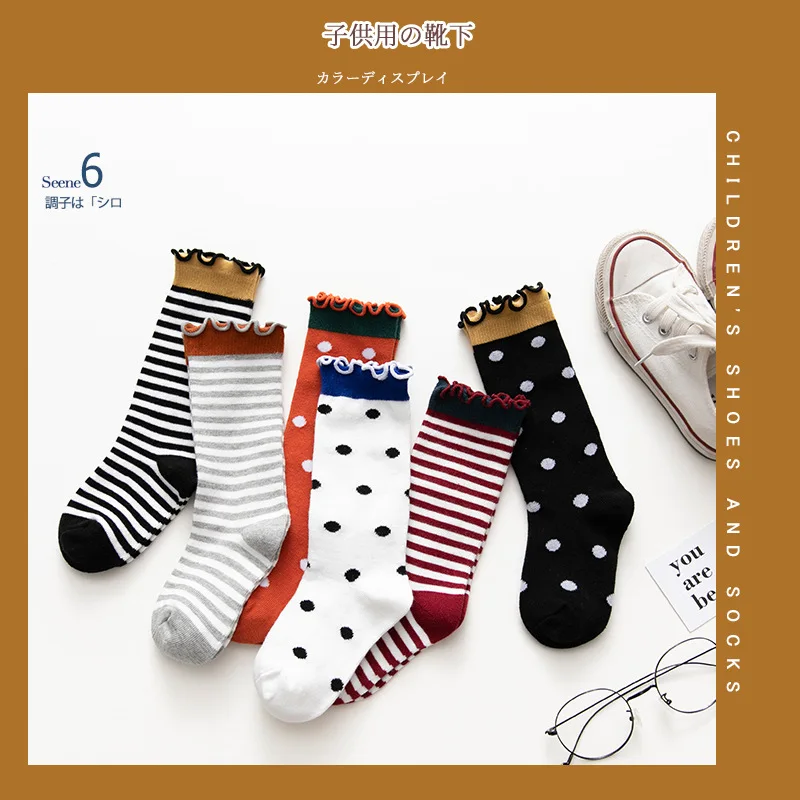 

Kid's Socks Strip Floral Children's Stockings Jacquard Soft Cotton Baby Girls kawaii Toddler Socks 1-12 Years Old Four Season