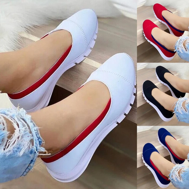 

Autumn Ladies Slip On Casual Shoes Spring Flock Pointed Toe Solid Color Flats Shoes Women Causal Fashion