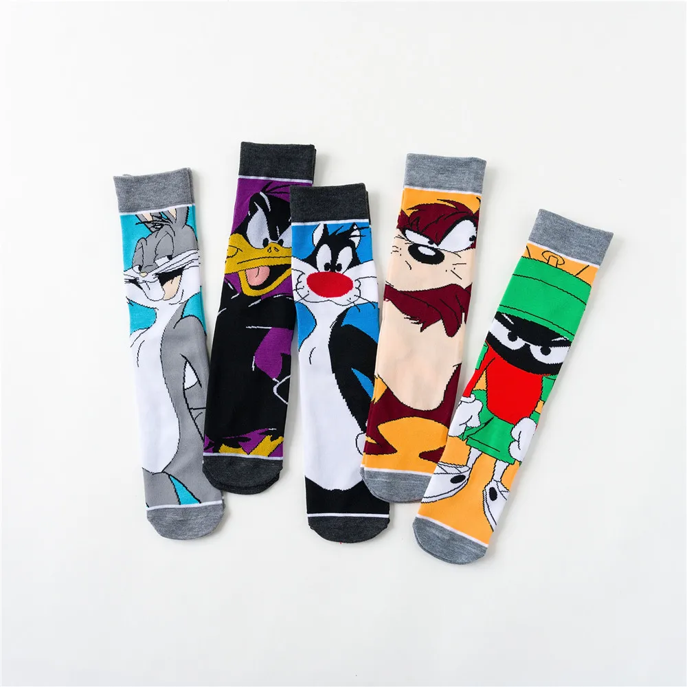 Calcetines deportivos de tubo medio con dibujos de conejos para adultos, calcet&iacute;n con personalidad europea y americana, para chicos mayores de 12 a&ntilde;os, 2021-2
