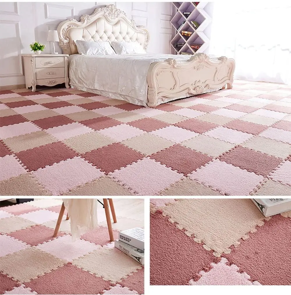 

Airldianer Foldable Carpets for Living Room Plush Soft Climbing Cappet Rug Split Joint Bath Room Anti-skid small Rugs 30X30CM