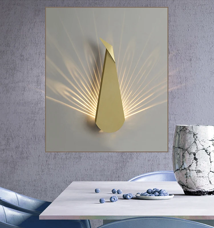 

LED wall lamp Peacock wall light Simple Creative Modern Nordic wall lamp for project hotel bedroom