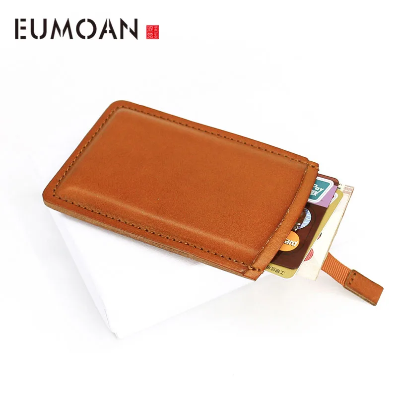 Кожанная сумка для карт из воловьей кожи с мини рукавом тонкая кулиской ретро