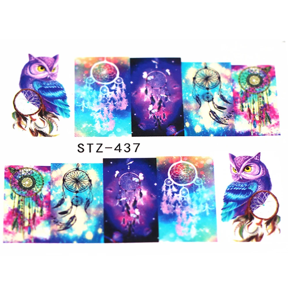 1 шт. популярные наклейки и для ногтей с рисунком совы зеленая Цветочная листочка