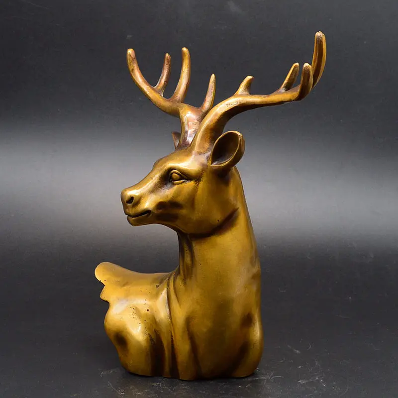 

High quality brass ornamented deer head bronze statue Handicraft