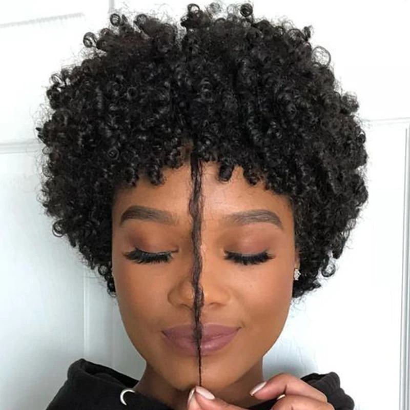 

6" 230g Short Curly Synthetic Blonde Wigs For Black Women African Hairstyles Natural Black Wig