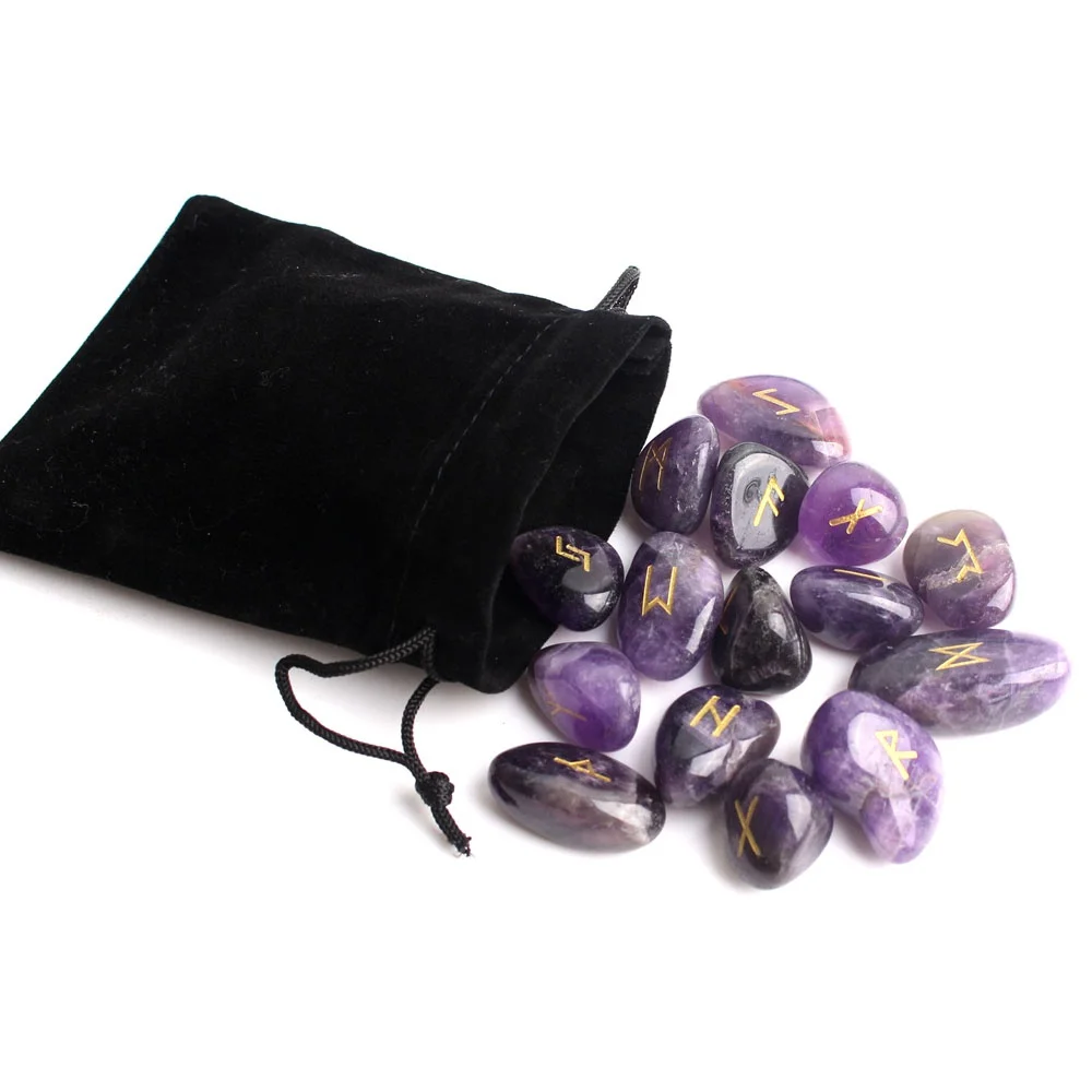 25 шт. натуральная Лапка аметист кристальная Руна фиолетовые руны гадание