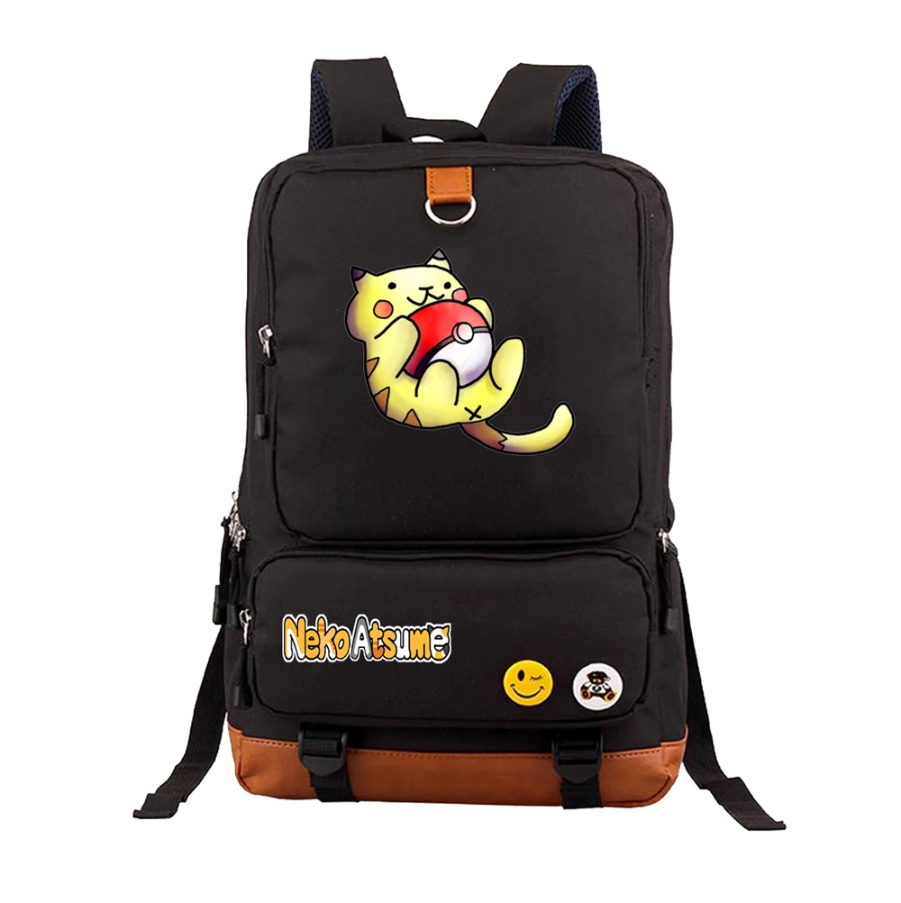 

anime Neko Atsume Backpack Cartoon Cute Cat Backyard Mochila Boy Girl Student bookbag Women Men Travel Rucksack canvas Packsack
