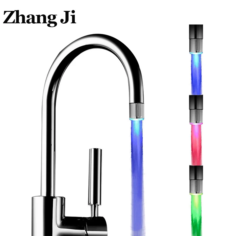 ZhangJi LED Faucet Light Tap Flashing RGB Color Blinking Temperature Aerator Water Saving Kitchen Bathroom Accessories | Обустройство
