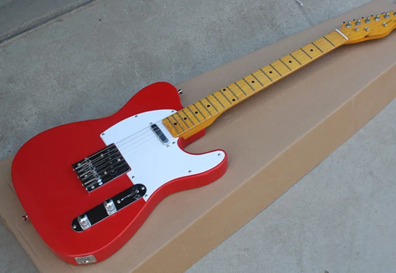 

Eiro de metal clássico guitarra elétrica de 6 cordas vermelho, placa de dedo de bordo pode ser personalizado para Welcome to cu