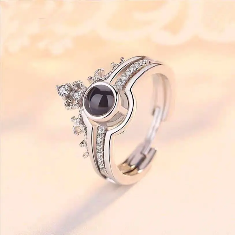 Женские регулируемые кольца с проекцией модные открытые кубическим цирконием