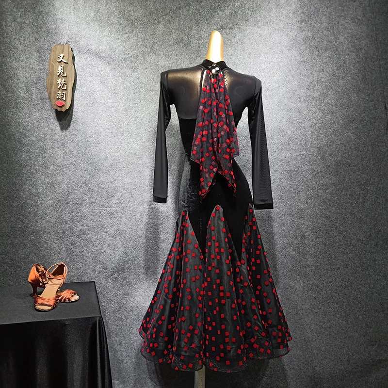 Платье для бальных танцев в горошек платье с бахромой сексуальные платья танго