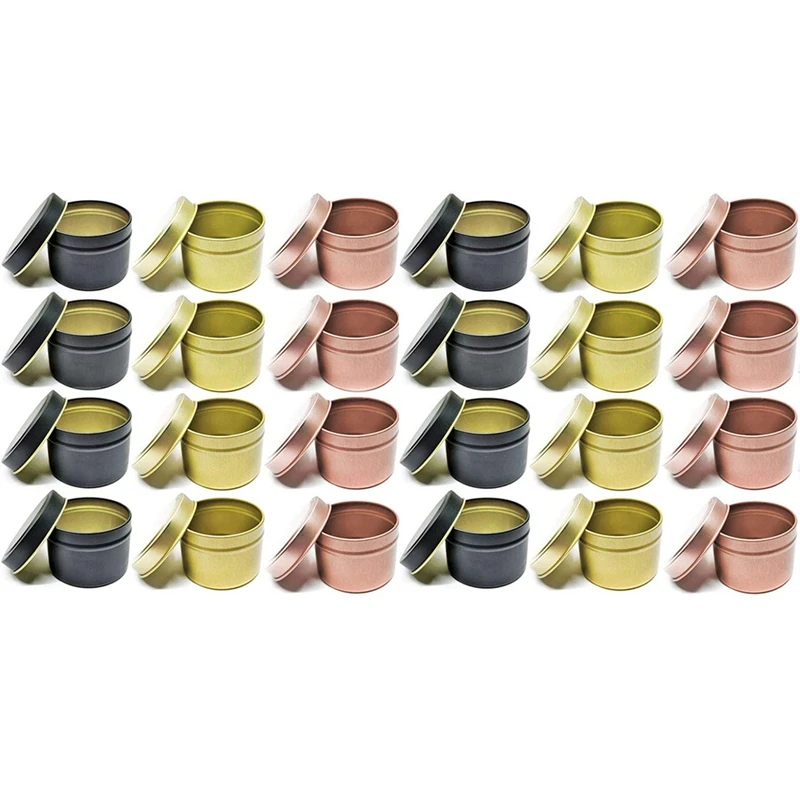 

24 шт., банки для свечей для самостоятельной сборки, банки для контейнеров для свечей для изготовления свечей, золотые, розовые, золотые, черн...