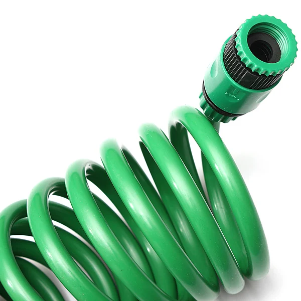 

7.5m Flexible Coiled Spiral Garden Car Washing Clean Water Hose With 7 Pattern Spray Nozzle For Household Car Wash Garden Water