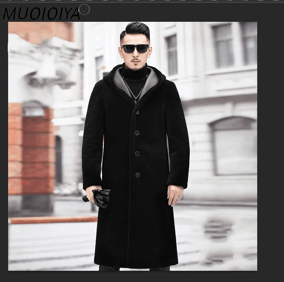 

Winter Coat Men's Real Sheepskin Leather Jacket Men Clothing 100% Wool Windbreaker Double Side Coats Hommes Veste LXR547