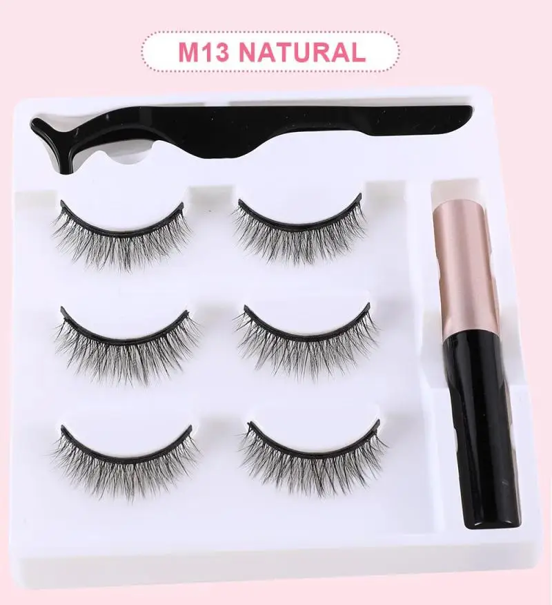 Magnetic Eyelashes 3D Mink Eyeliner Natural False Lashes Lasting 5sets Eyelash Makeup Tool TSLM2 | Красота и здоровье