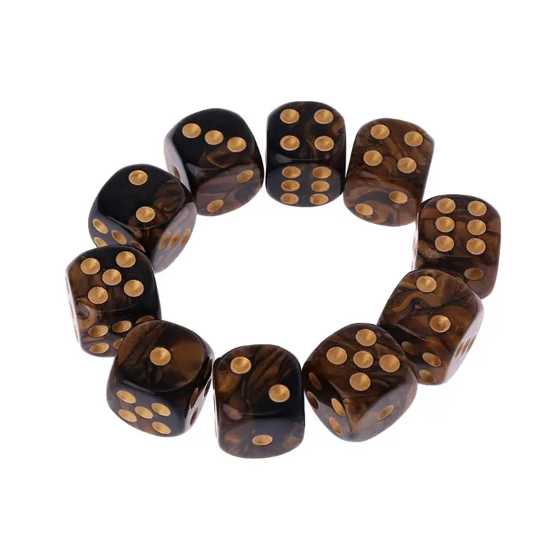 

10 Pcs 16mm Resin Dice D6 Black Gold Points Round Edges KTV Bar Nightclub Entertainment Tools Adult Toys A0KA